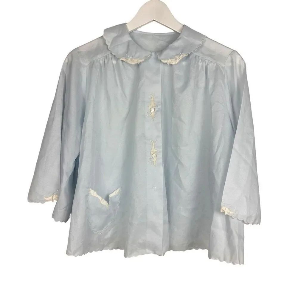 Saab Lingerie Women's Blue Bed Jacket size Medium